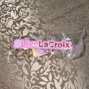 La Croix Sparkling Water Cherry Blossom Keychain Metal Enamel Decorative Charms